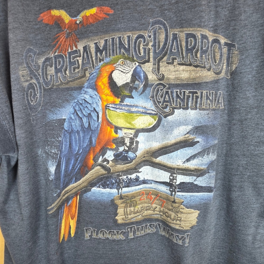 Newport Blue Mens Screaming Parrot Cantina Graphic T-Shirt Blue Large casual